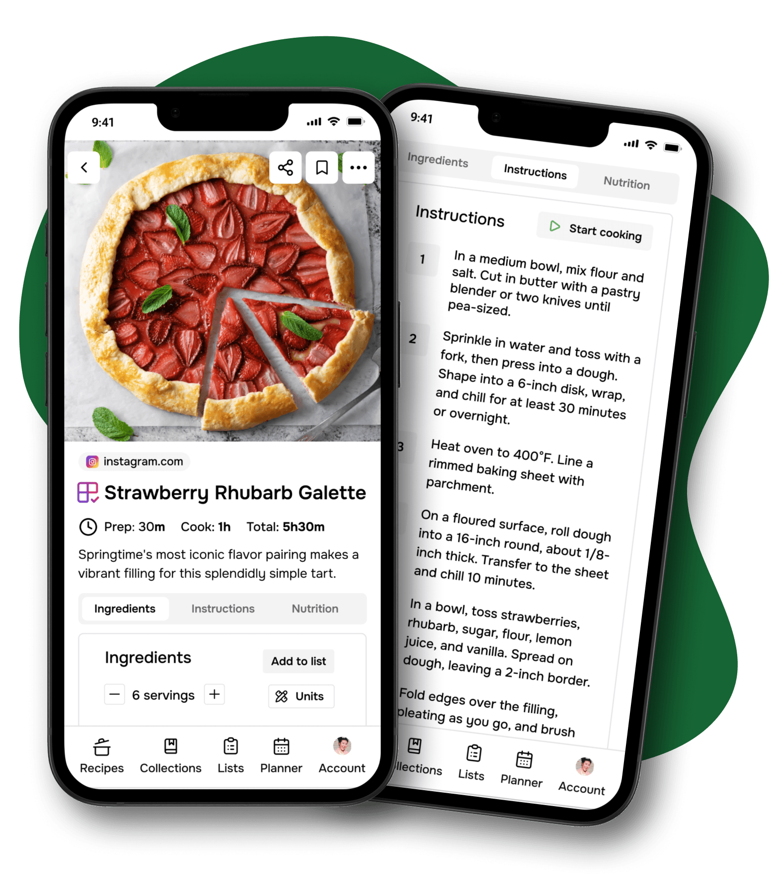 The Flavorish app showing different AI generated recipes listed.